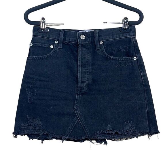 AGOLDE Black Cult Quinn Denim skirt - Picture 1 of 7